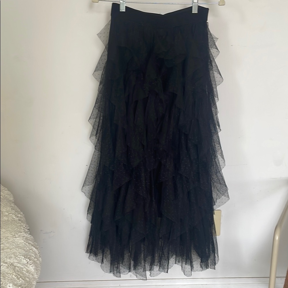Anthropologie Tiered Lace maxi skirt - black